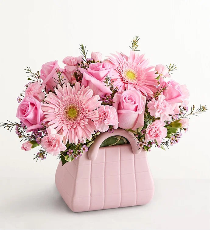 Pretty in Pink Purse – SHIRLEY'S FLOWERS & SWEETS, Nashua NH