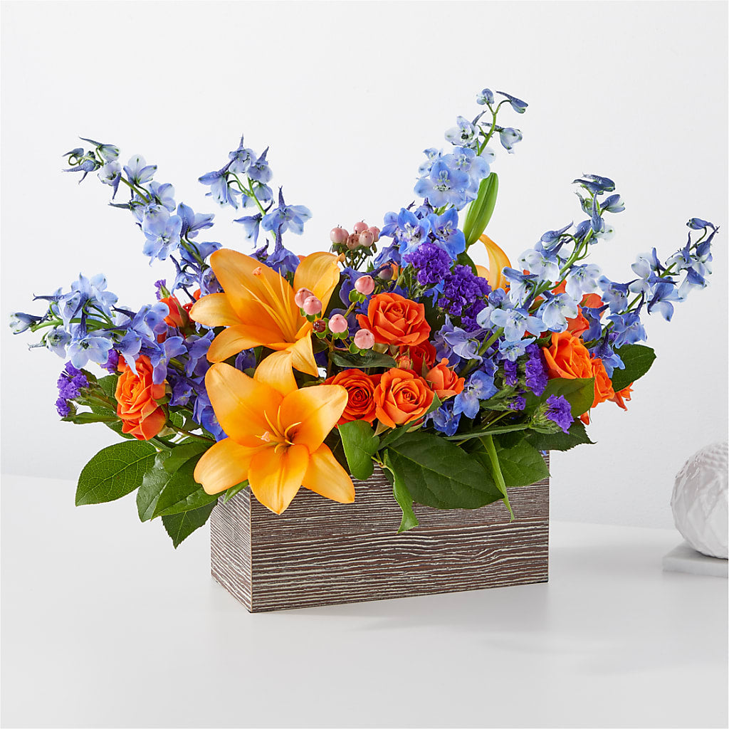 Radiant Citrus Box Bouquet – SHIRLEY'S FLOWERS & SWEETS, Nashua NH