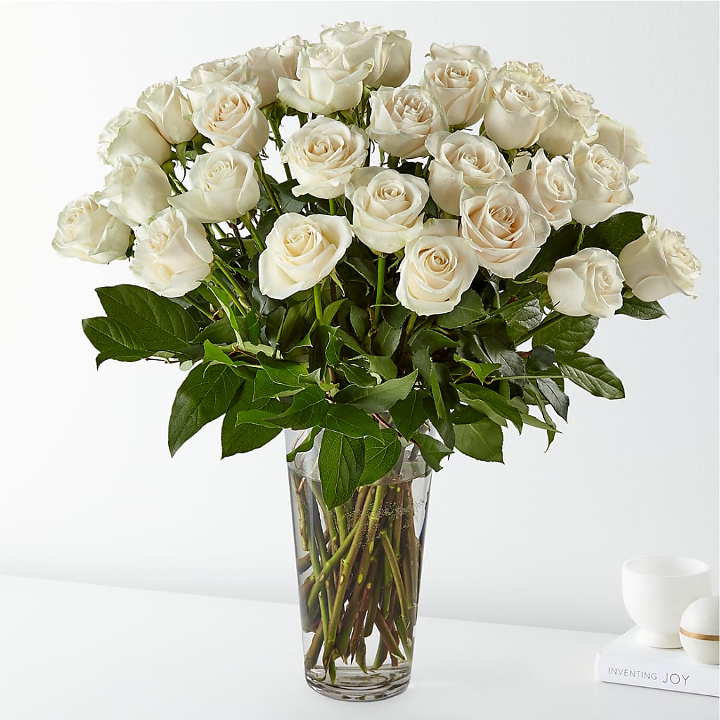 Long Stem White Rose Bouquet – SHIRLEY'S FLOWERS & SWEETS, Nashua NH