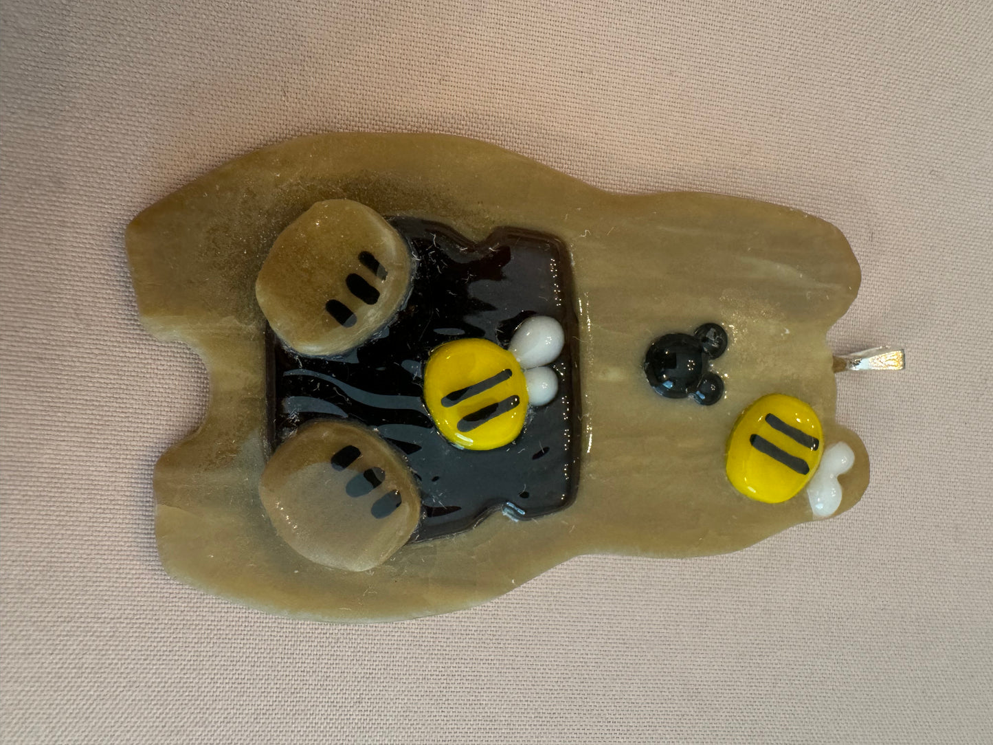 Fused Glass Honey Bear Ornament