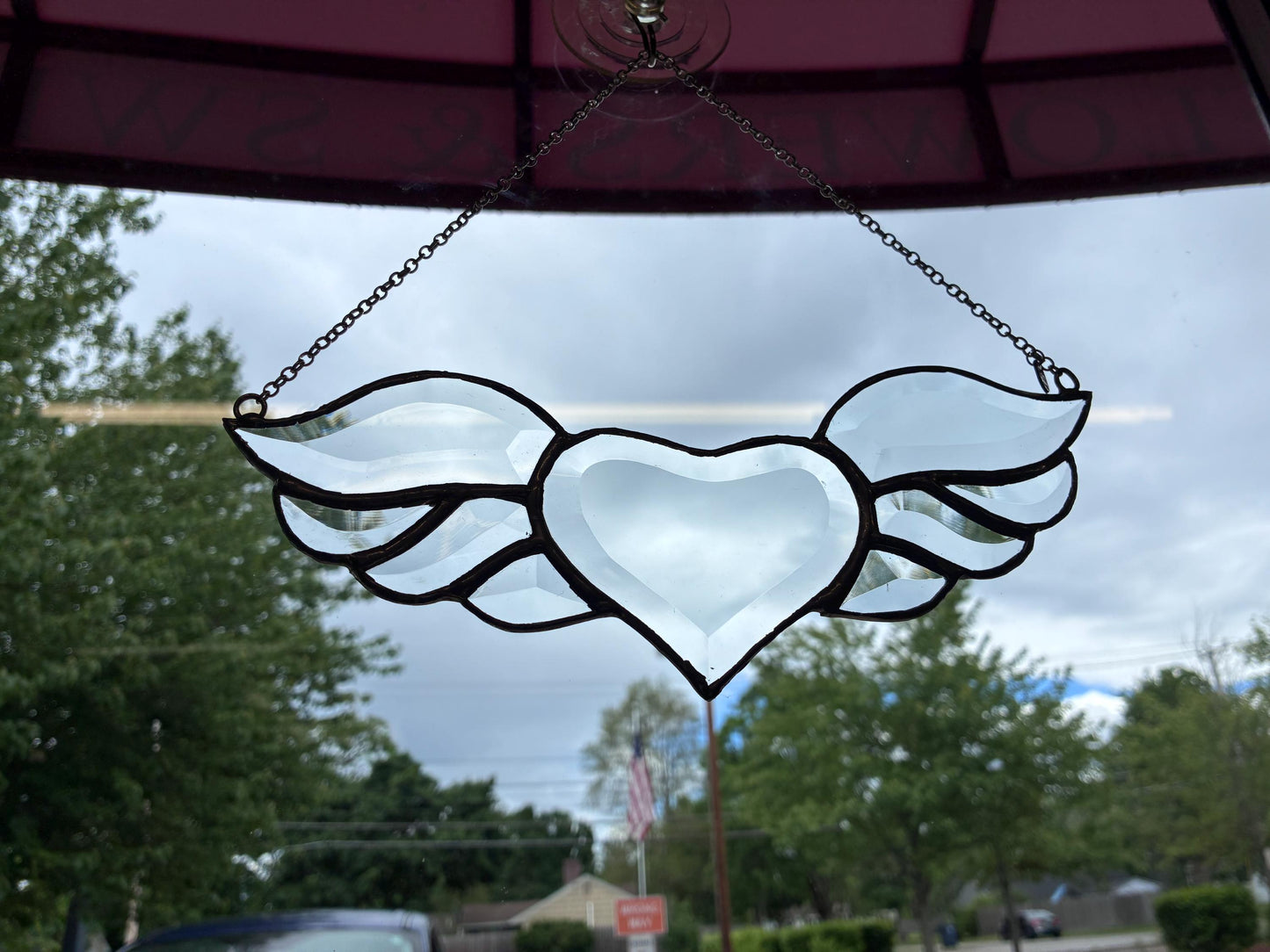 Beveled Stained Glass Winged Heart - Clear – SHIRLEY'S FLOWERS & SWEETS, Nashua NH