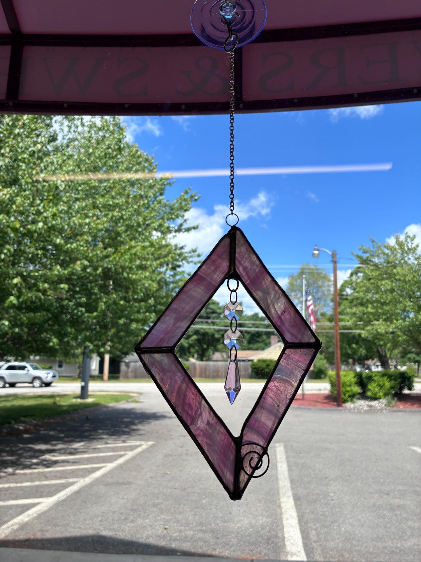 Stained Glass Pink Diamond Suncatcher – SHIRLEY'S FLOWERS & SWEETS, Nashua NH