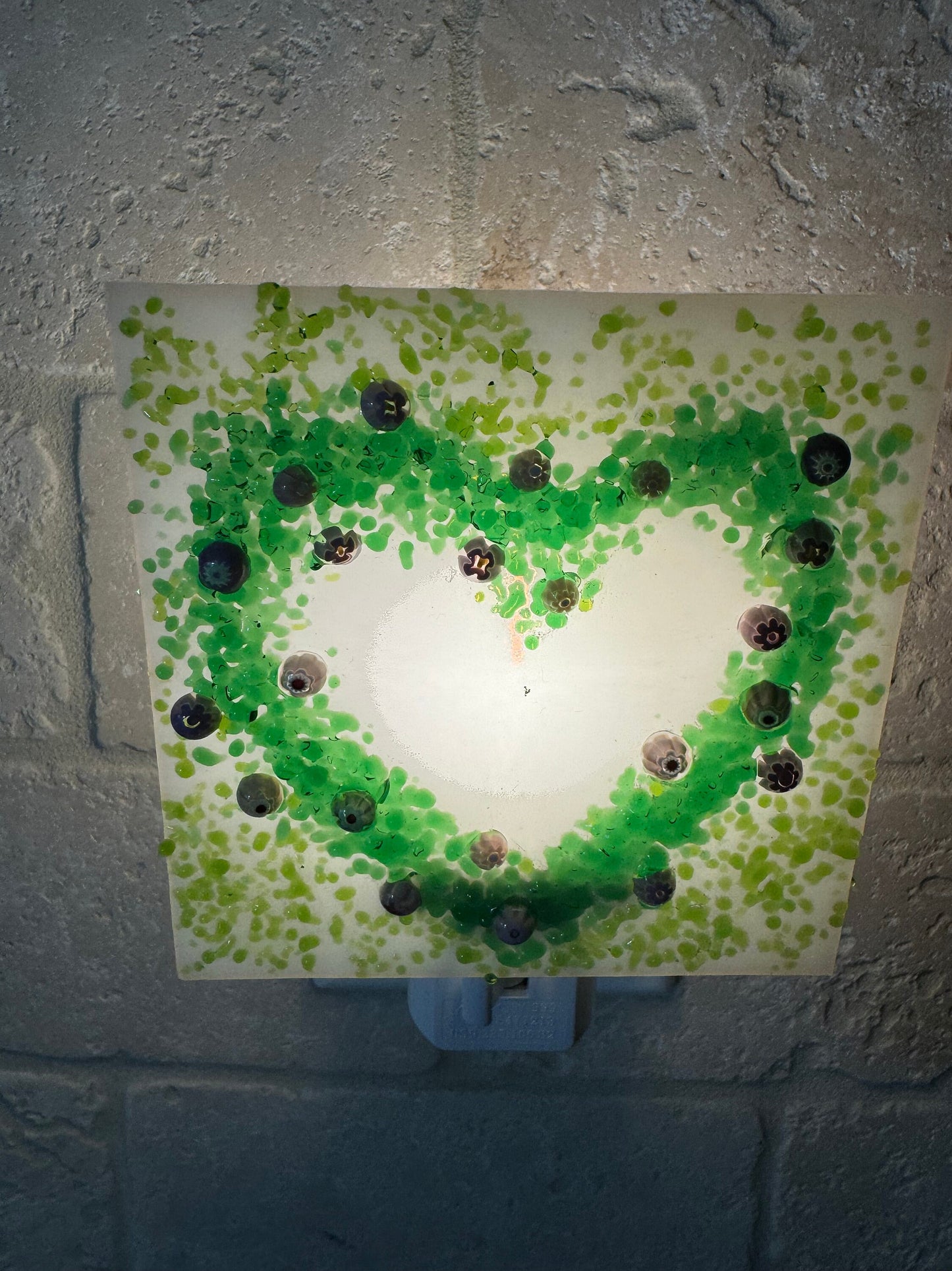 Fused Glass Floral Heart Night Light – SHIRLEY'S FLOWERS & SWEETS, Nashua NH