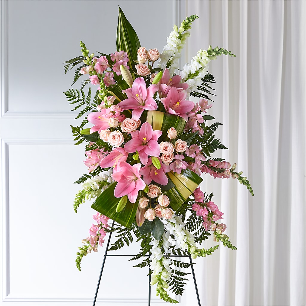 Elegant Embrace Standing Spray – SHIRLEY'S FLOWERS & SWEETS, Nashua NH