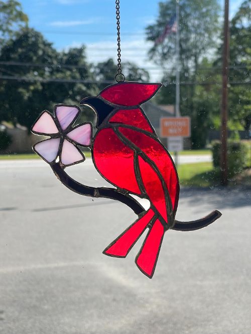 Stained Glass Cardinal – SHIRLEY'S FLOWERS & SWEETS, Nashua NH