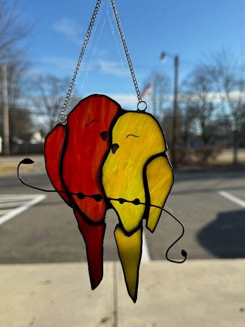 Stained Glass Love Birds