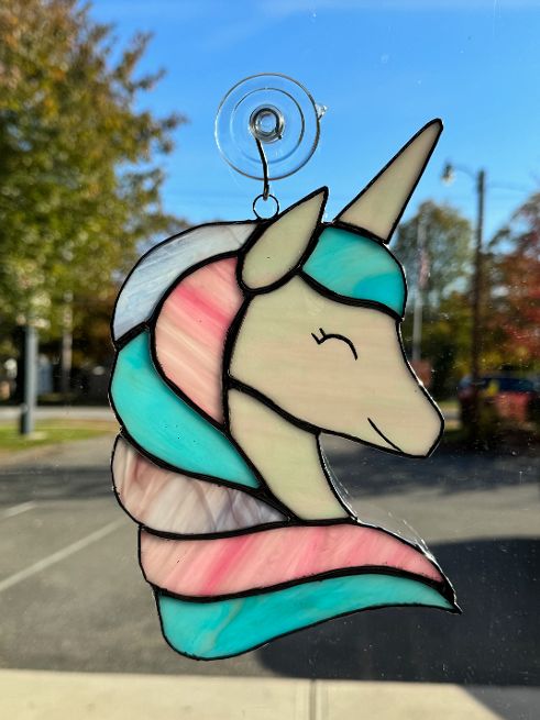 Iridescent 2024 Unicorn Stained Glass Suncatcher