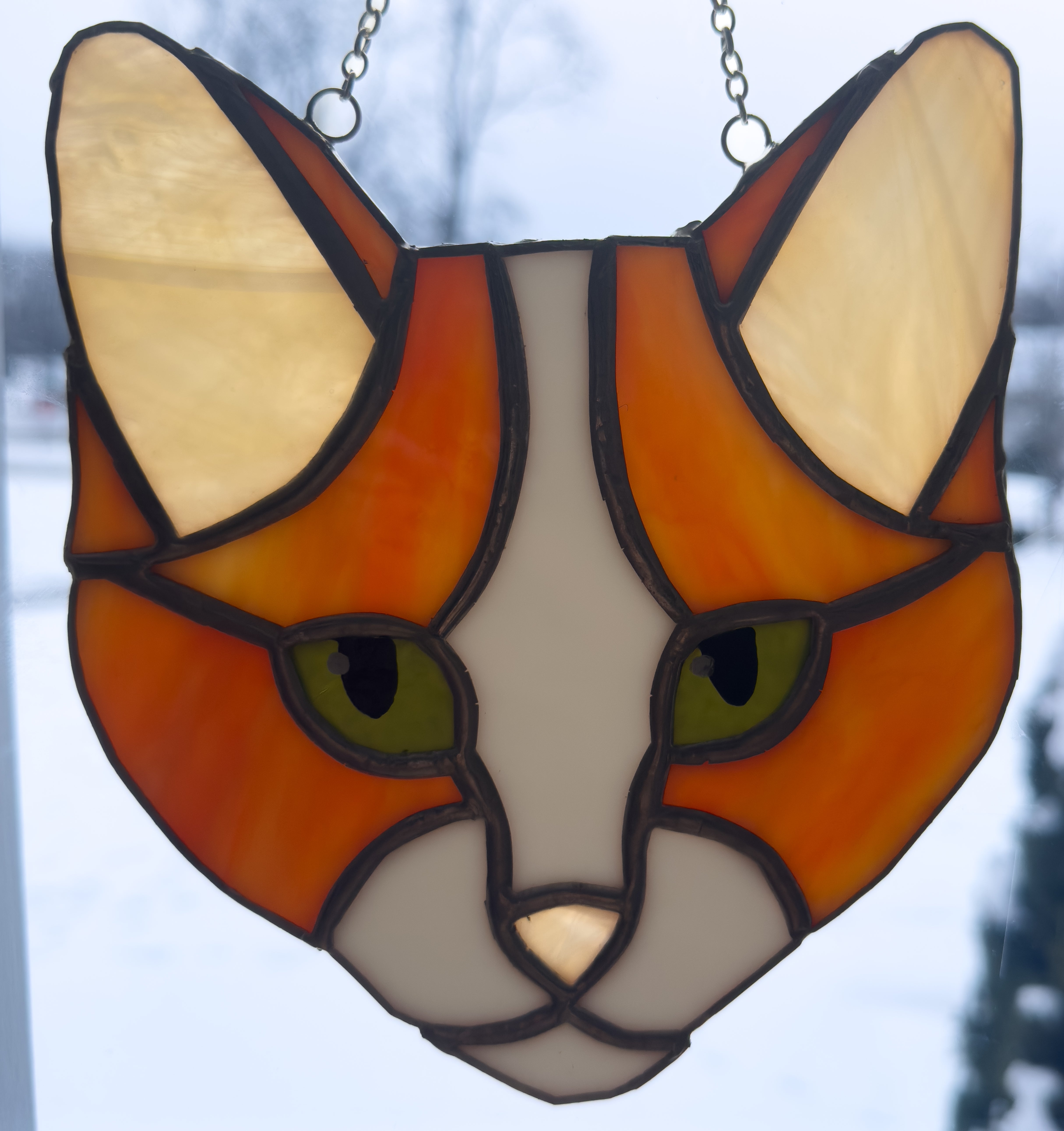 Stained Glass Cat outlets in Streaky Orange