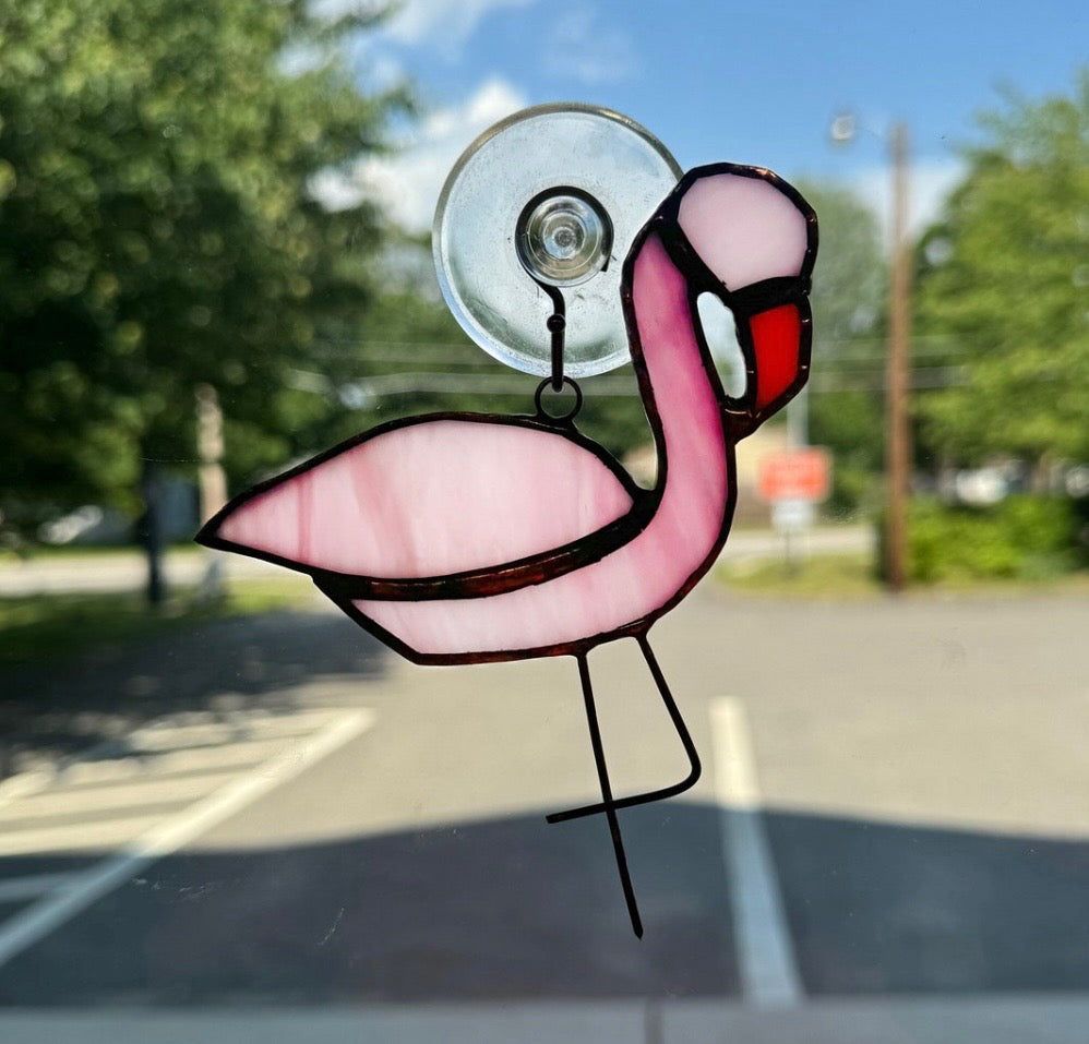 Mini Stained Glass Flamingo
