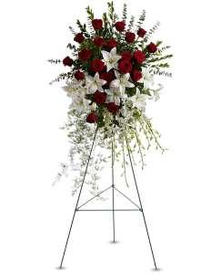 Lily and Rose Tribute Spray – SHIRLEY'S FLOWERS & SWEETS, Nashua NH