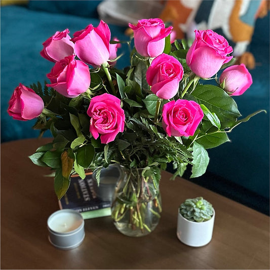 Long Stem Pink Rose Bouquet – SHIRLEY'S FLOWERS & SWEETS, Nashua NH