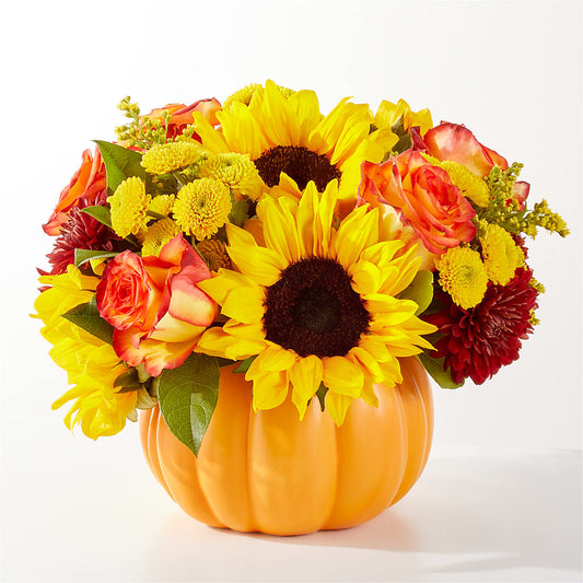 Golden Gourd Pumpkin Bouquet – SHIRLEY'S FLOWERS & SWEETS, Nashua NH