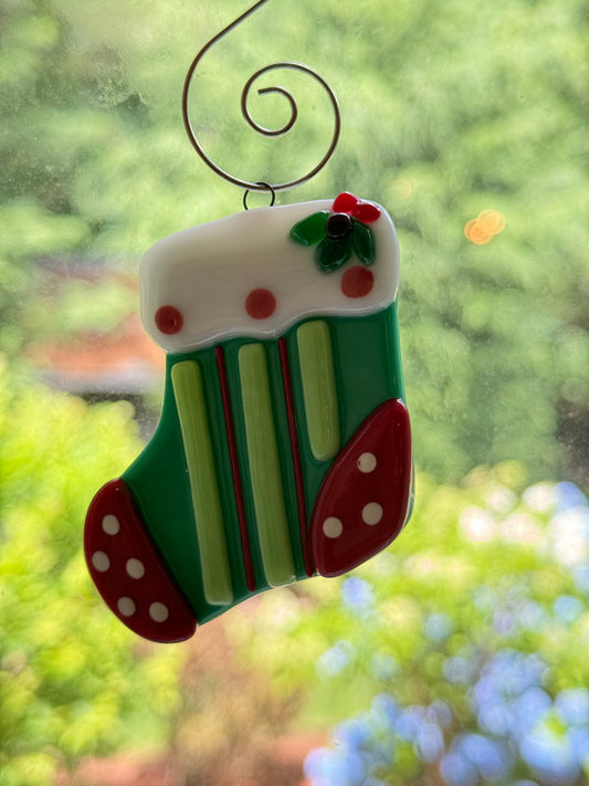 Fused Glass Stocking Ornament