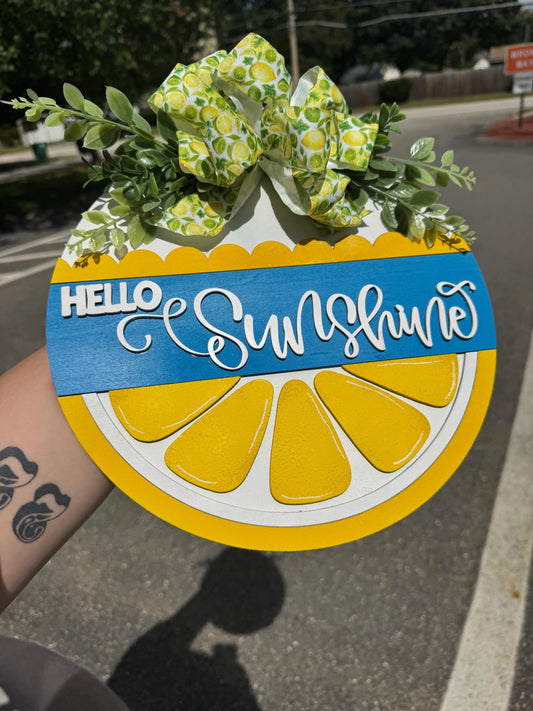 Hello Sunshine Summer Lemon Door Sign – SHIRLEY'S FLOWERS & SWEETS, Nashua NH