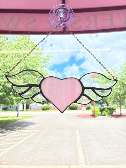 Stained Glass Winged Heart - Pink – SHIRLEY'S FLOWERS & SWEETS, Nashua NH