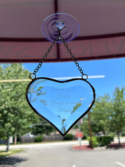 Clear Heart - Engraved: Forever in our Hearts, Always on our Mind – SHIRLEY'S FLOWERS & SWEETS, Nashua NH
