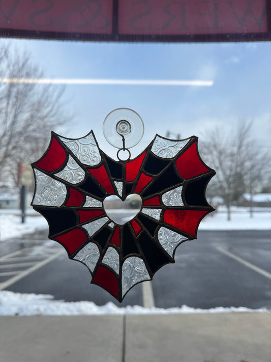 Heart Shaped Spider Web Stained Glass
