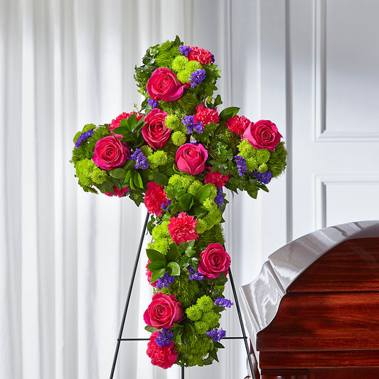 Tribute Rose Floral Cross – SHIRLEY'S FLOWERS & SWEETS, Nashua NH