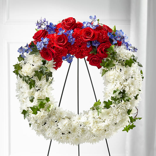 Patriotic Passion Wreath – SHIRLEY'S FLOWERS & SWEETS, Nashua NH