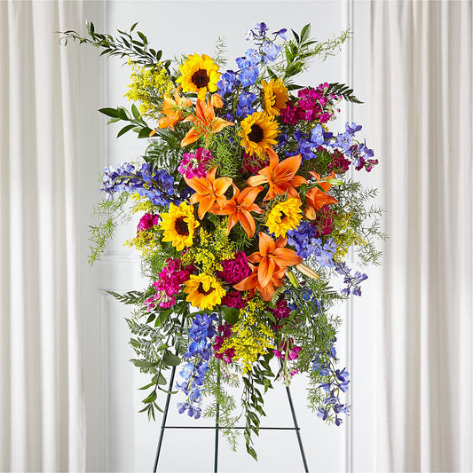 Sunlit Memories Standing Spray (Standard) – SHIRLEY'S FLOWERS & SWEETS, Nashua NH