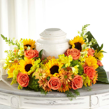 Faithful Sunflower Cremation Adornment – SHIRLEY'S FLOWERS & SWEETS, Nashua NH
