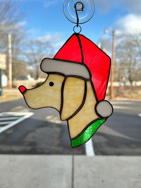 Stained Glass Santa Pup