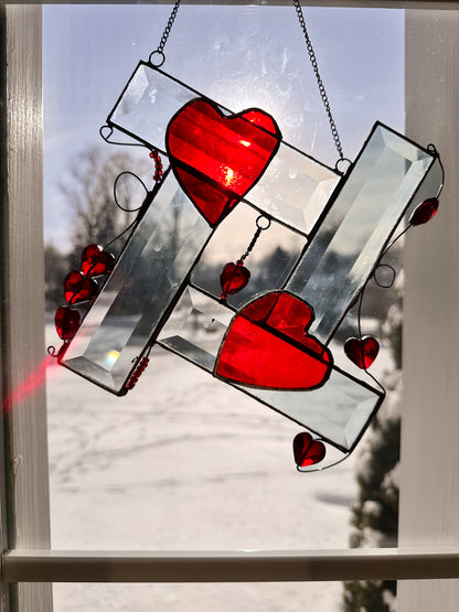 Stained Glass Abstract Beveled Heart – SHIRLEY'S FLOWERS & SWEETS, Nashua NH